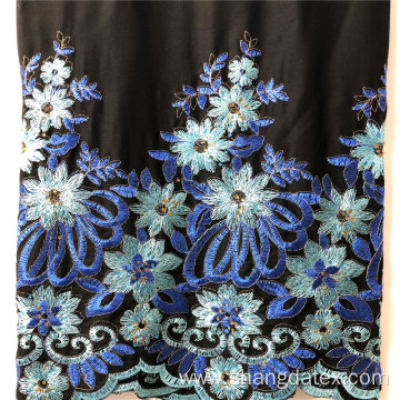 Shaoxing Rayon Satin With Embroidey On Black